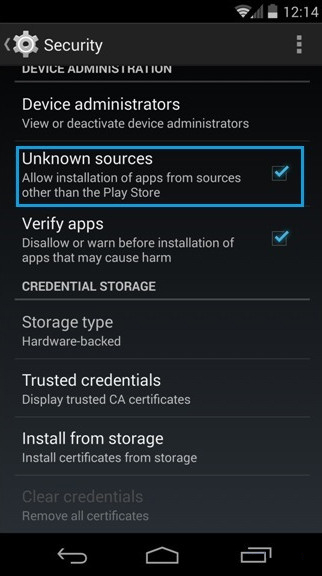 Enable Unknown Sources