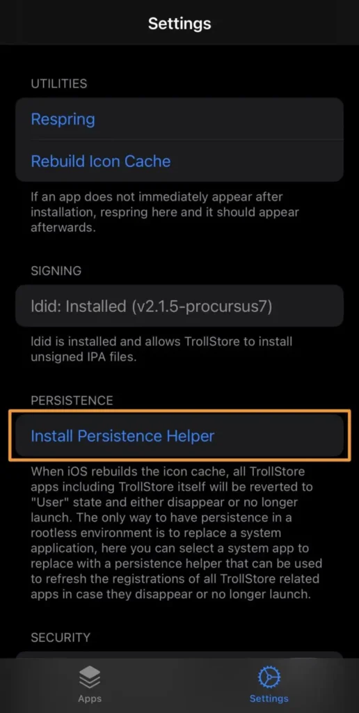 Installing TrollStore via TrollHelperOTA