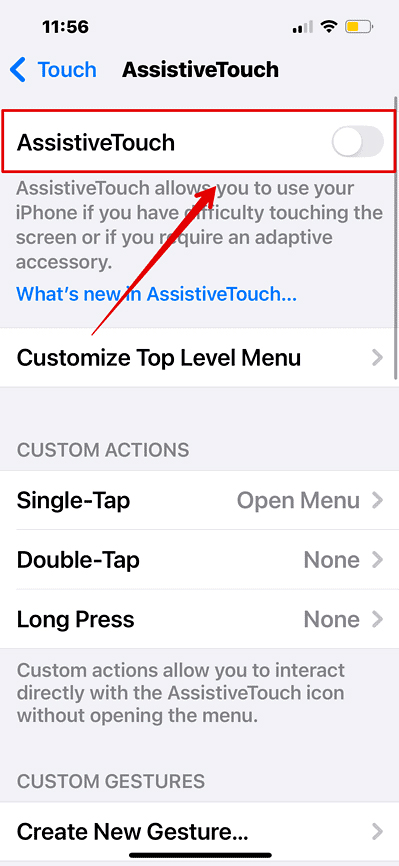 toggle assistive touch