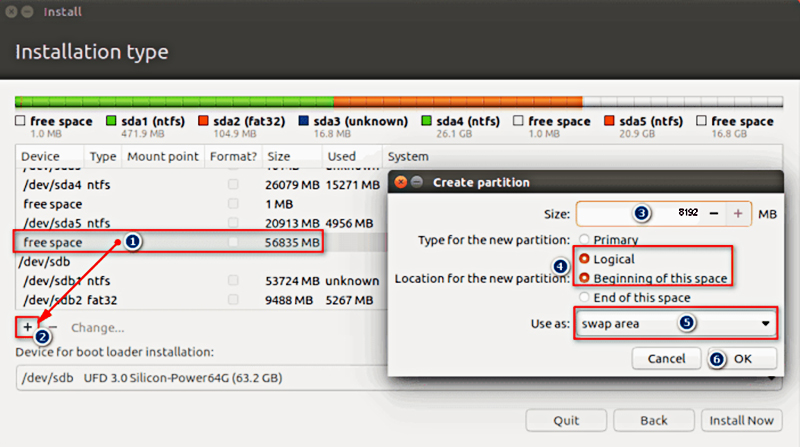 Create swap partition