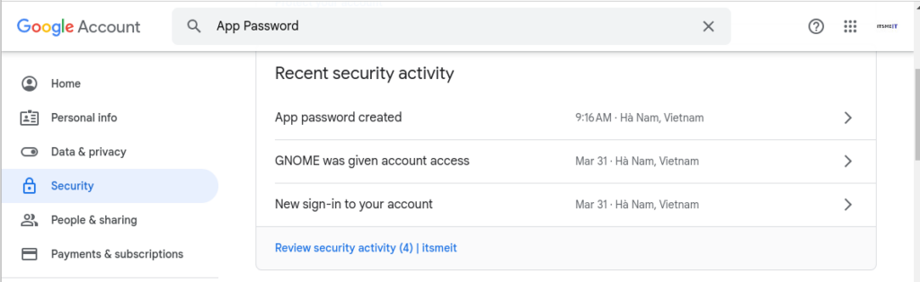 Create Gmail application password