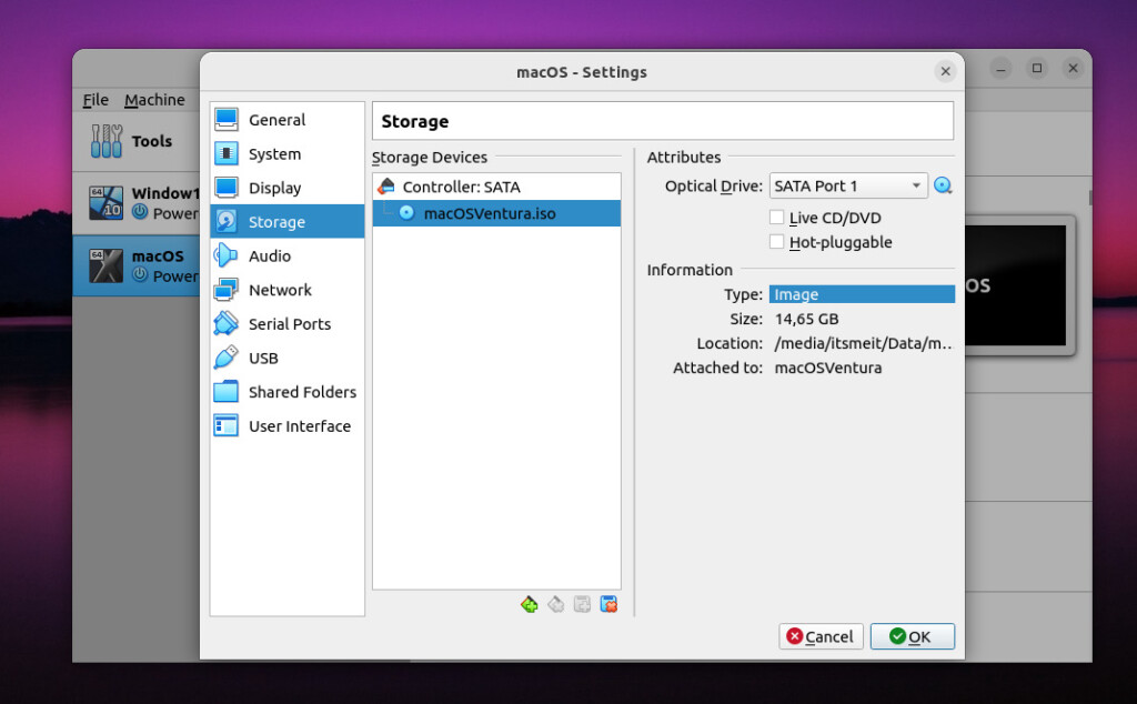 Choose ISO file