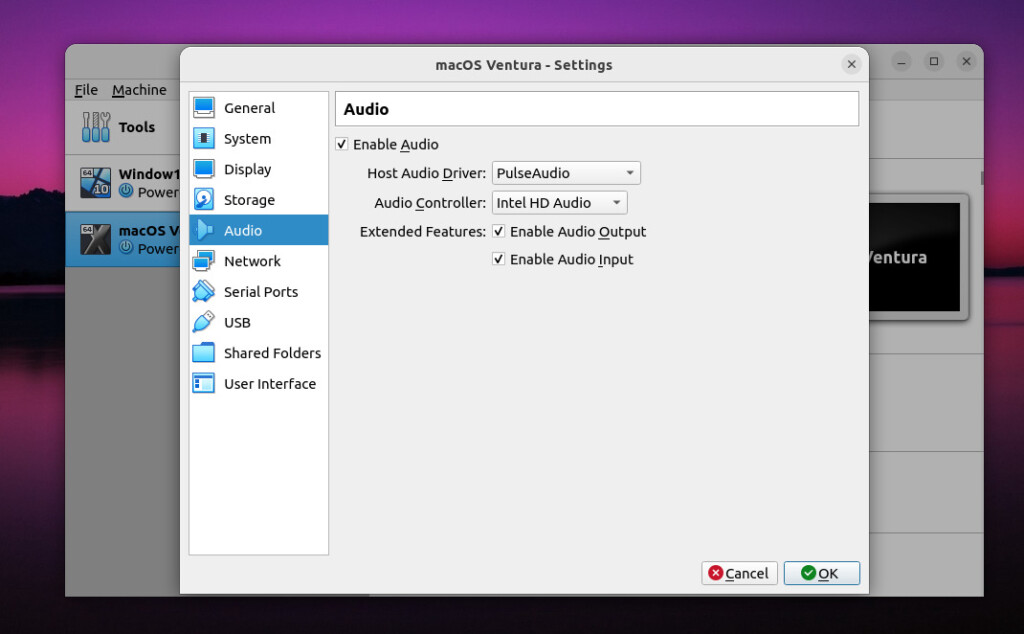 Setting audio VirtualBox Linux/Ubuntu Setting audio VirtualBox