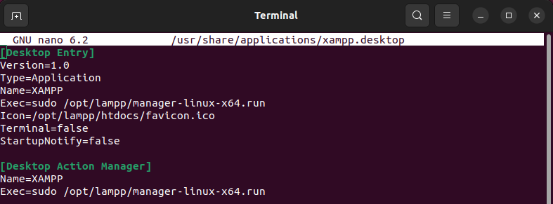 create Xampp shortcut