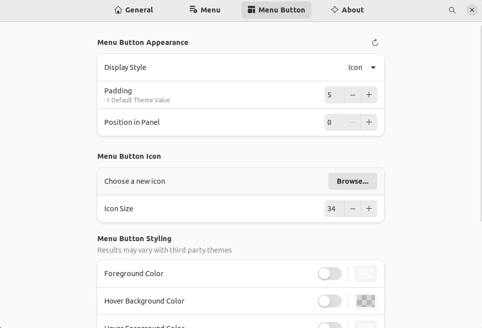 customize menu button