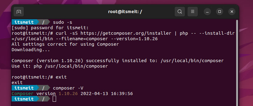 Check composer version