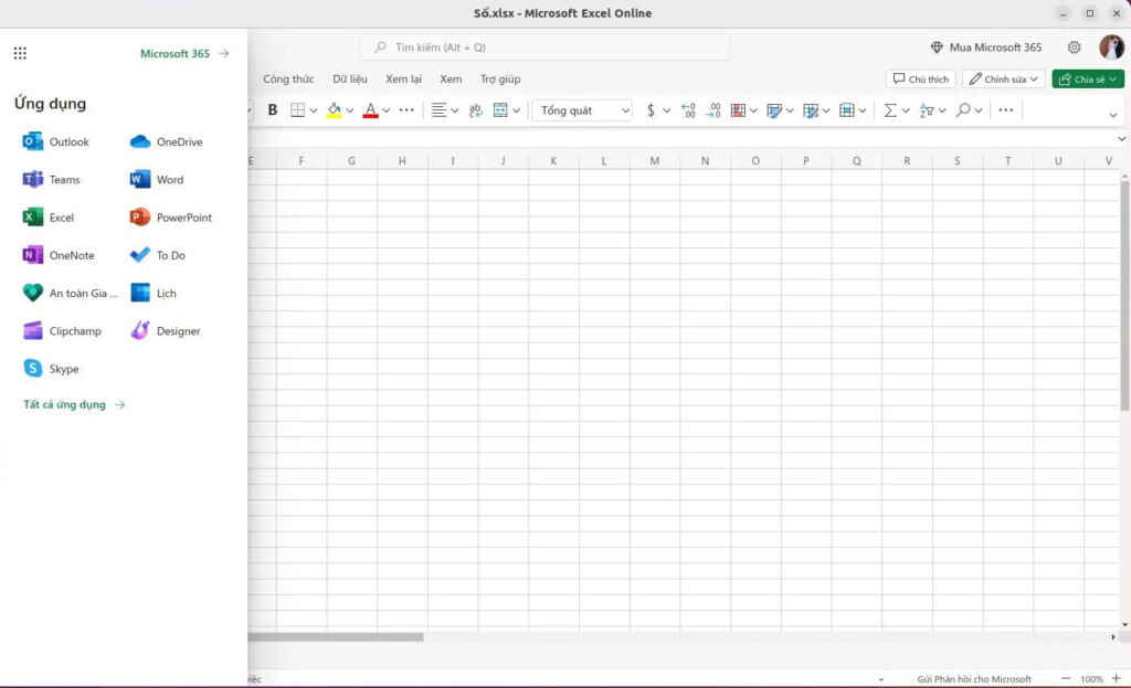 Excel App Interface on Ubuntu