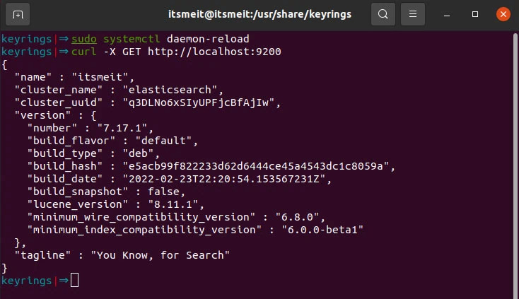 Check Elasticsearch running status using curl