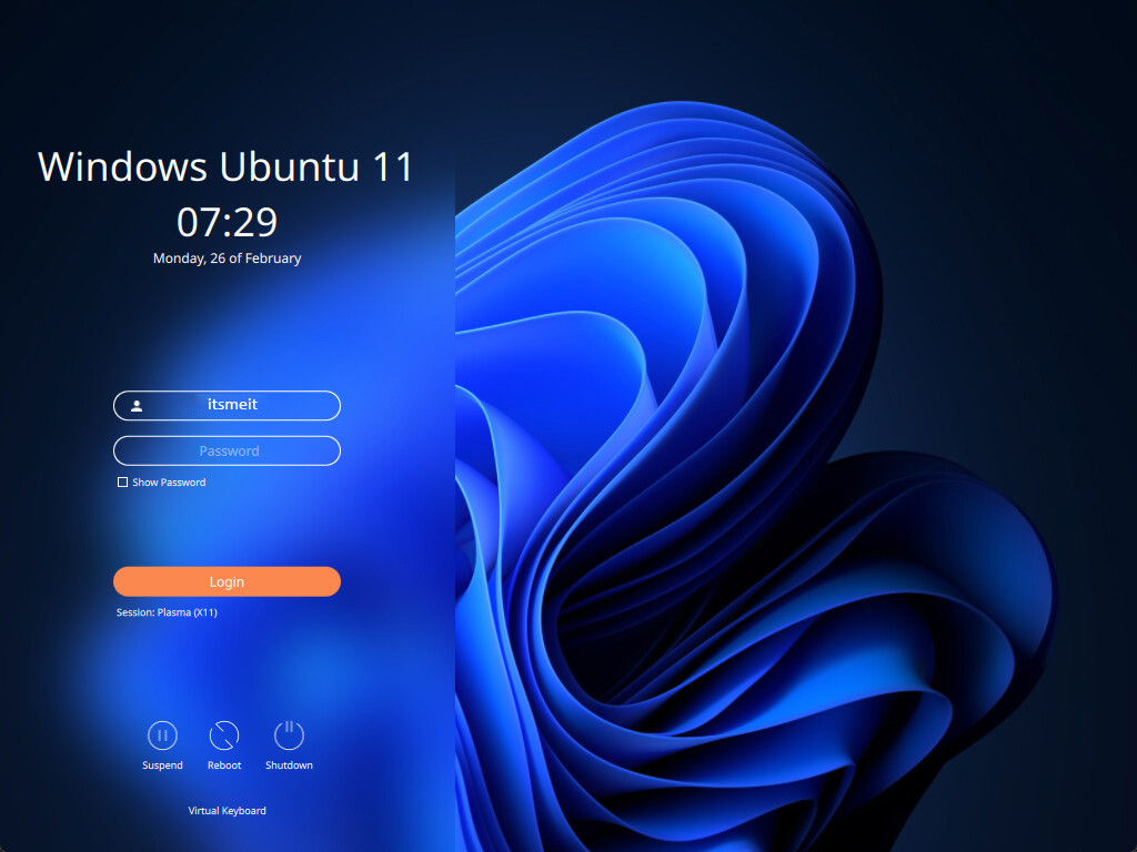 wubuntu ogin screen