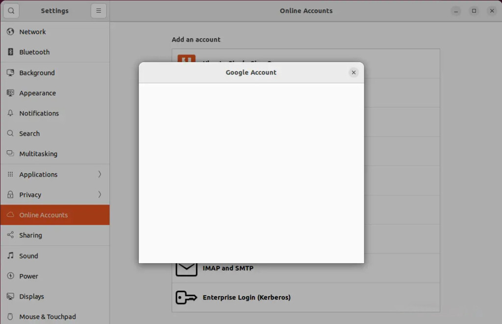 How to fix Gnome Online Accounts login error Ubuntu 22.04 White screen error when logging into GNOME Online Accounts
