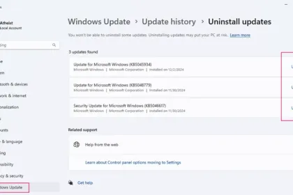 Uninstall Update Windows 11
