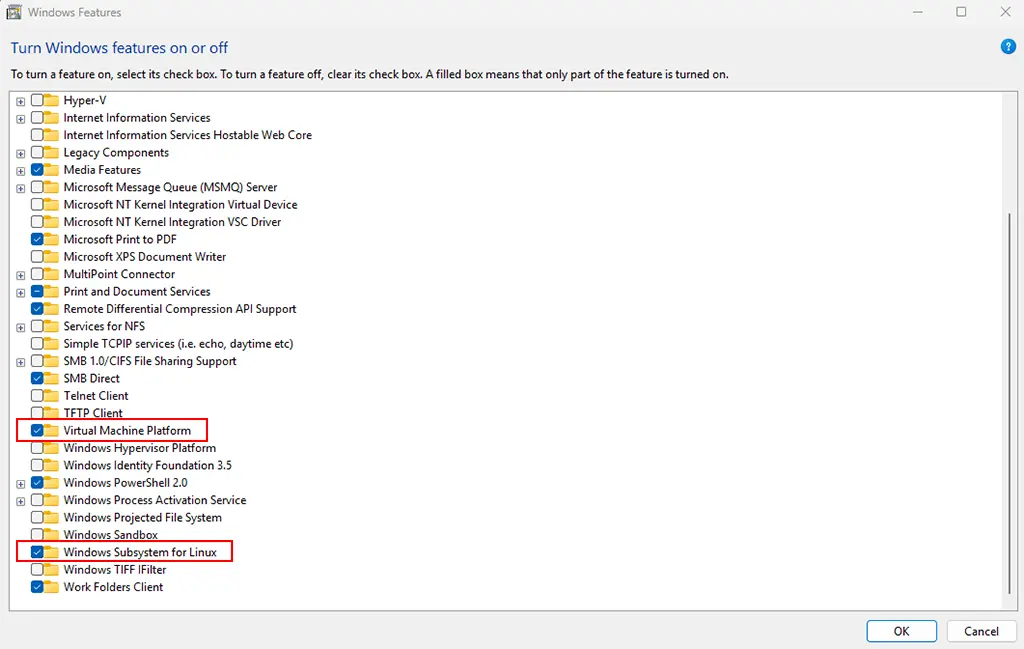 Enable Windows Subsystem for Linux