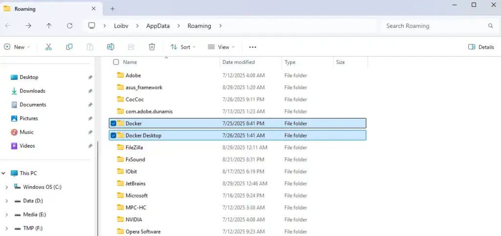 delete folder docker
